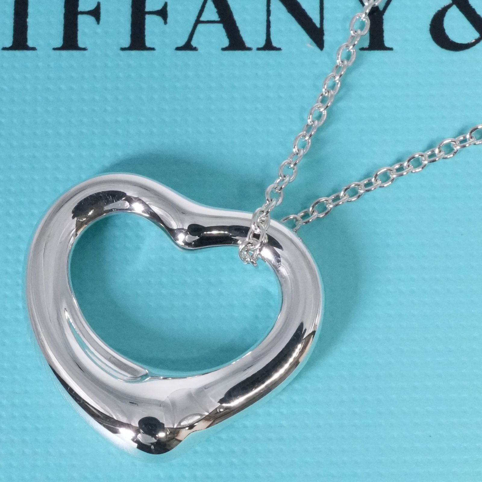 Tiffany オープンハート 16mm 現行品 付属品完備 未使用に近い 極美品16mmティファニー オープンハート シルバー ネックレス/25-2422
