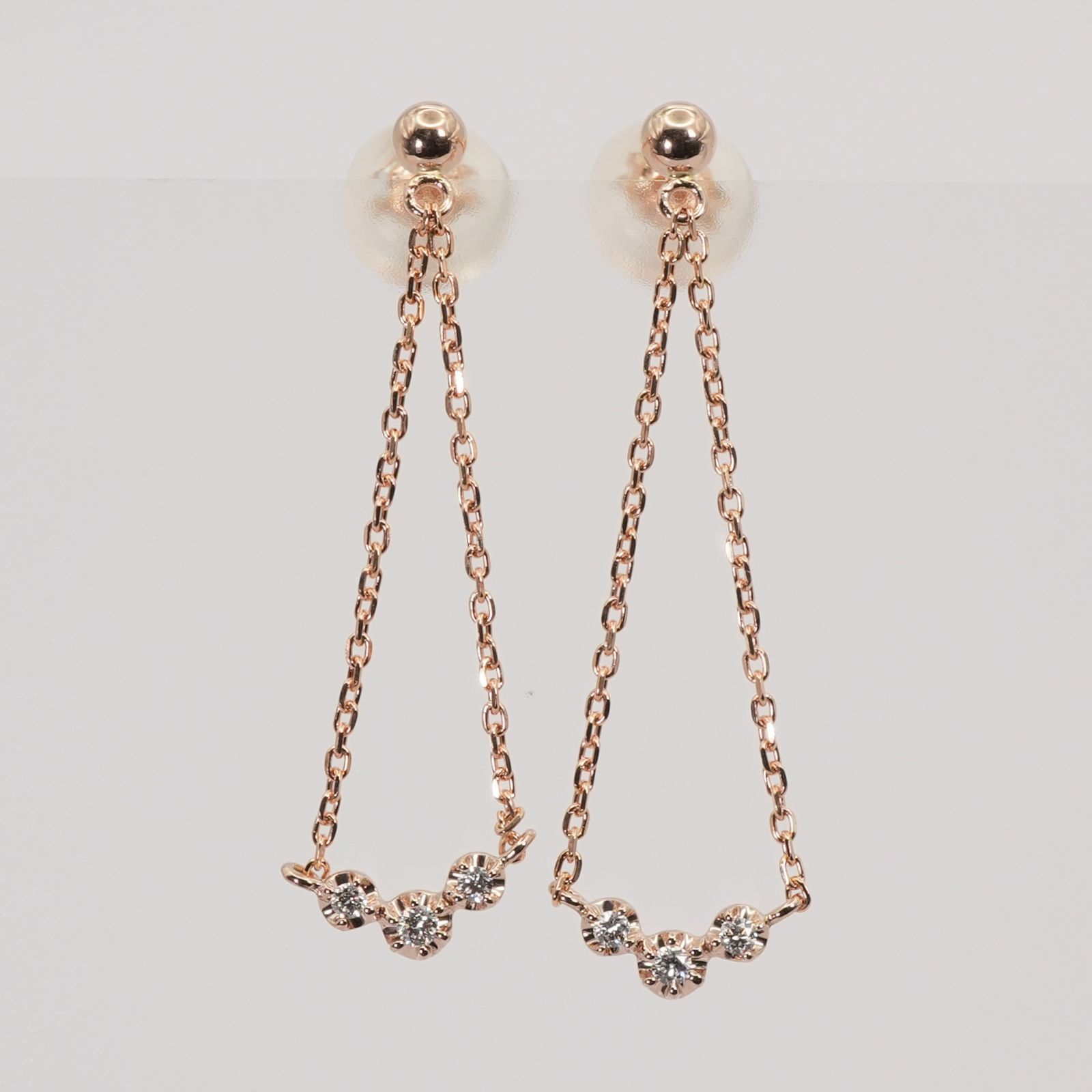 美品 ヴァンドーム青山 K18 ダイヤモンド シャンデリア ピアス/25-473 