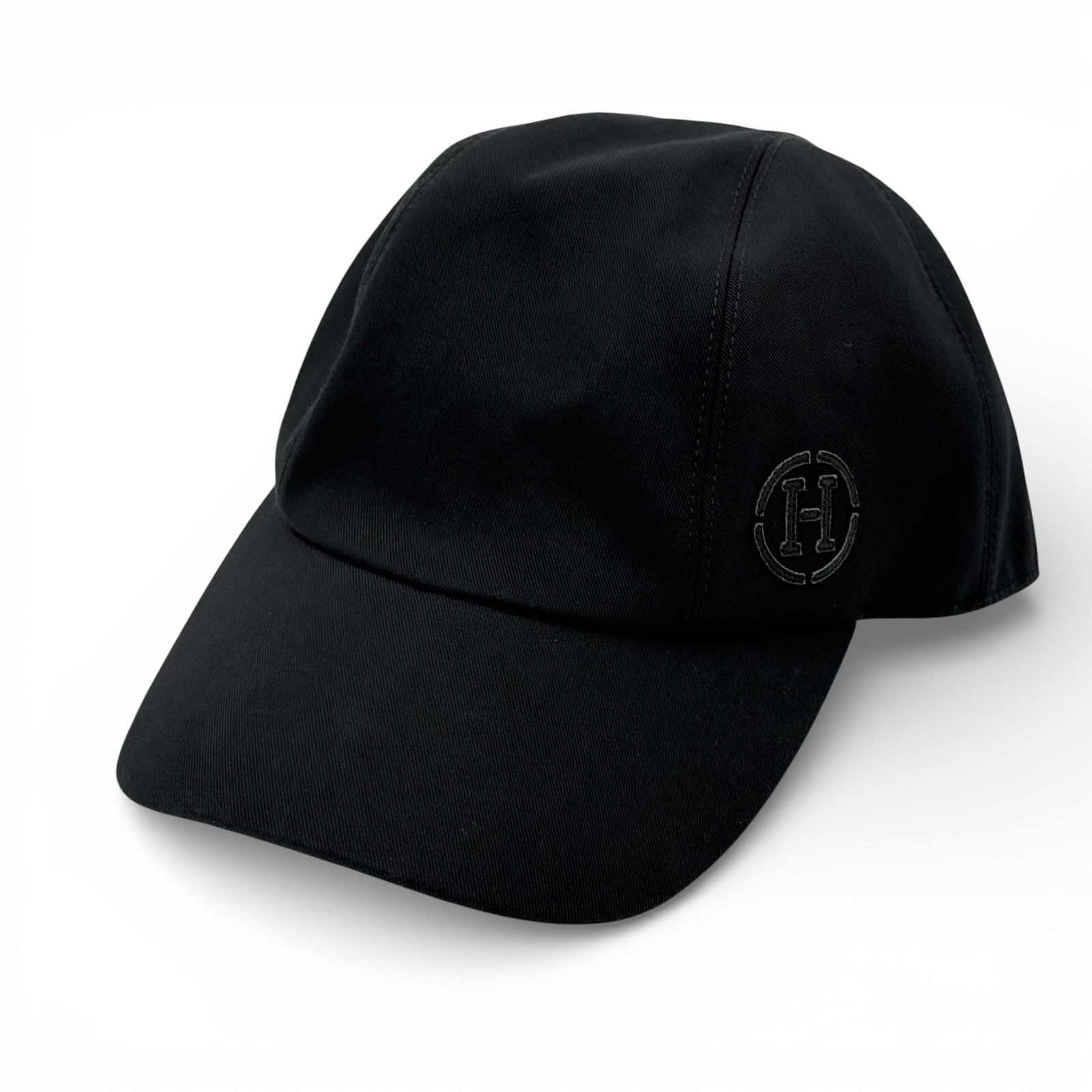 HERMES エルメス Hサークル ロゴキャップ 59 コットン ブラック HERMES エルメス Hサークル ロゴキャップ 59 コットン ブラック