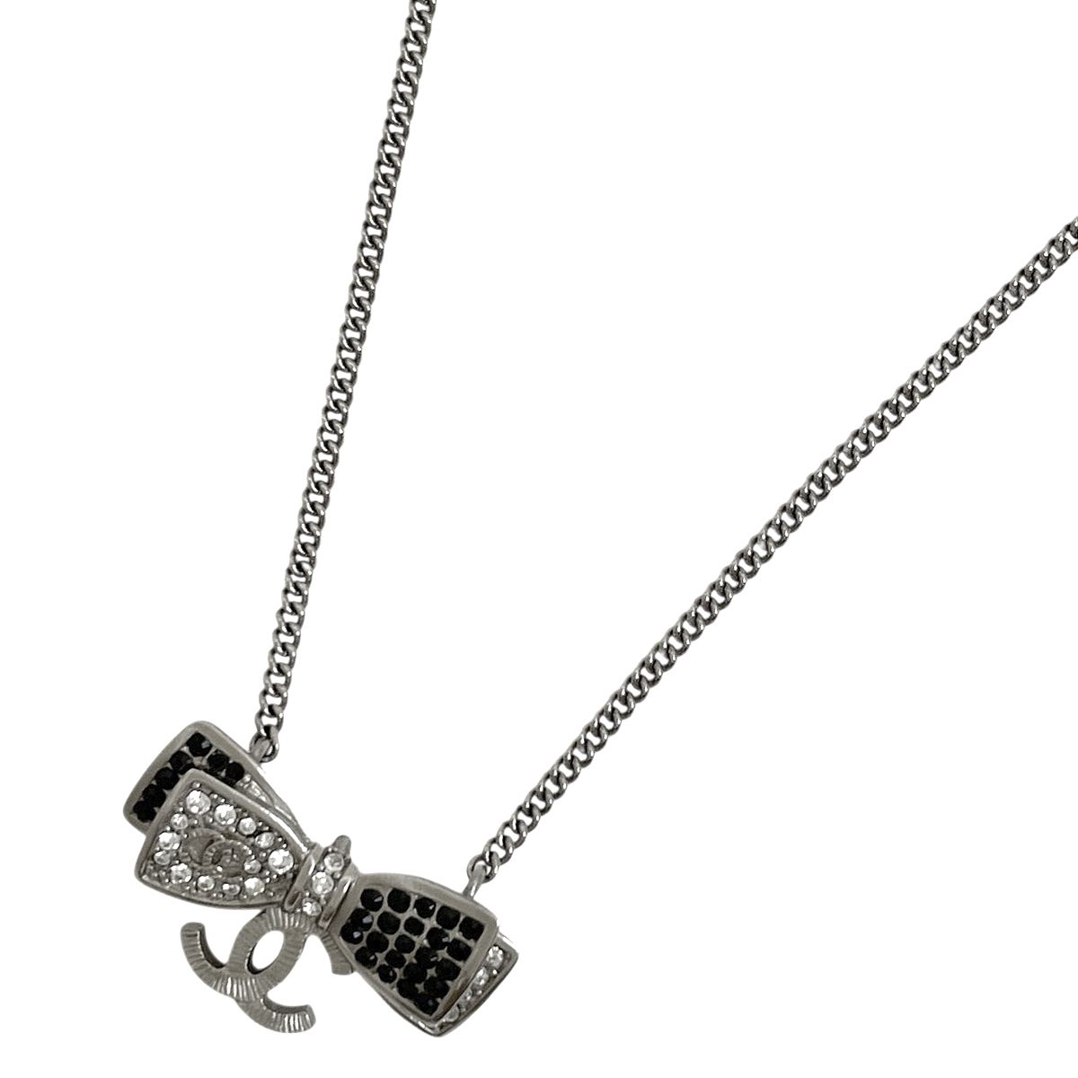 シャネル CHANEL ココマーク リボンモチーフ ネックレス シルバー