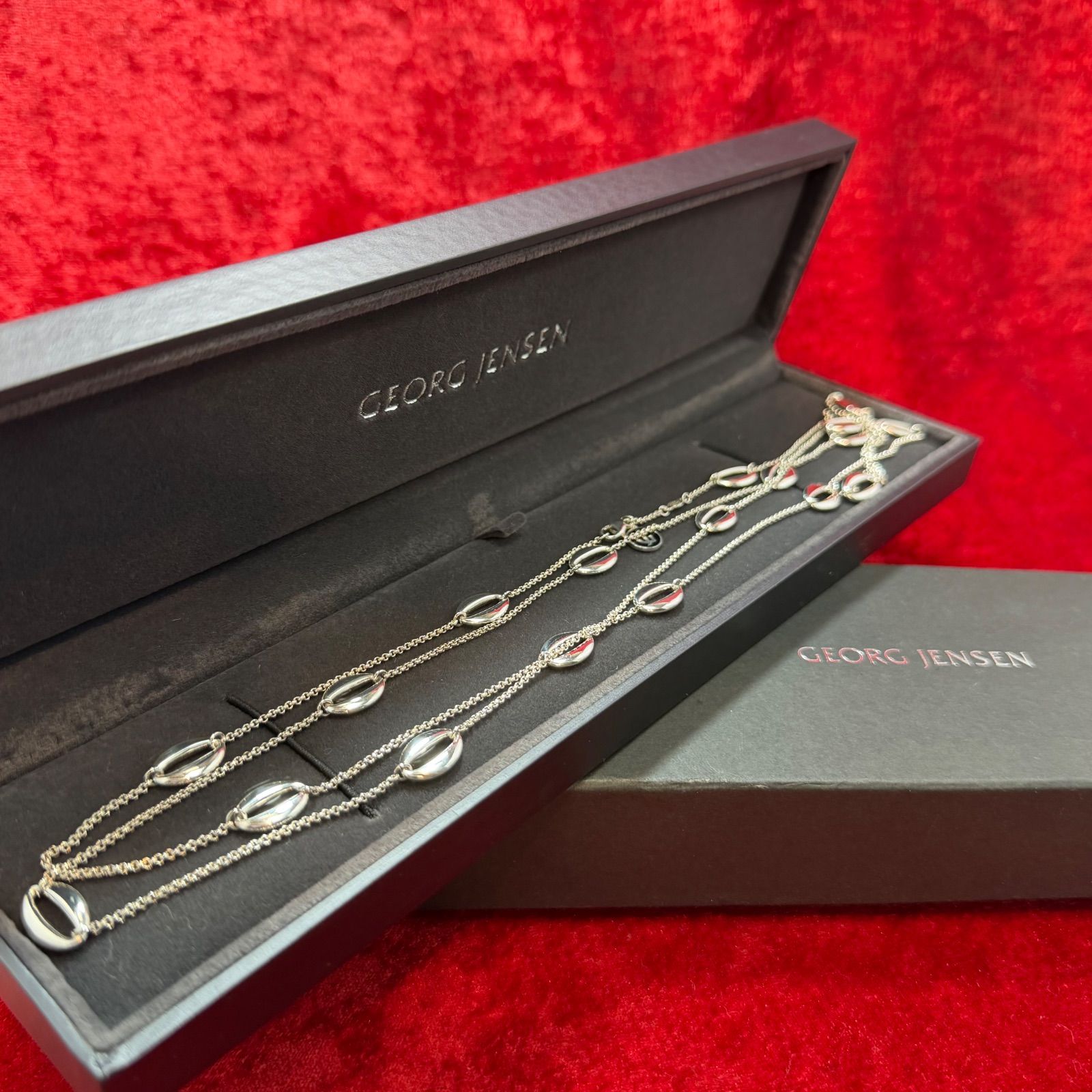 美品 ゼファー オーバル ロングネックレス 118cmx25.1g ジョージ