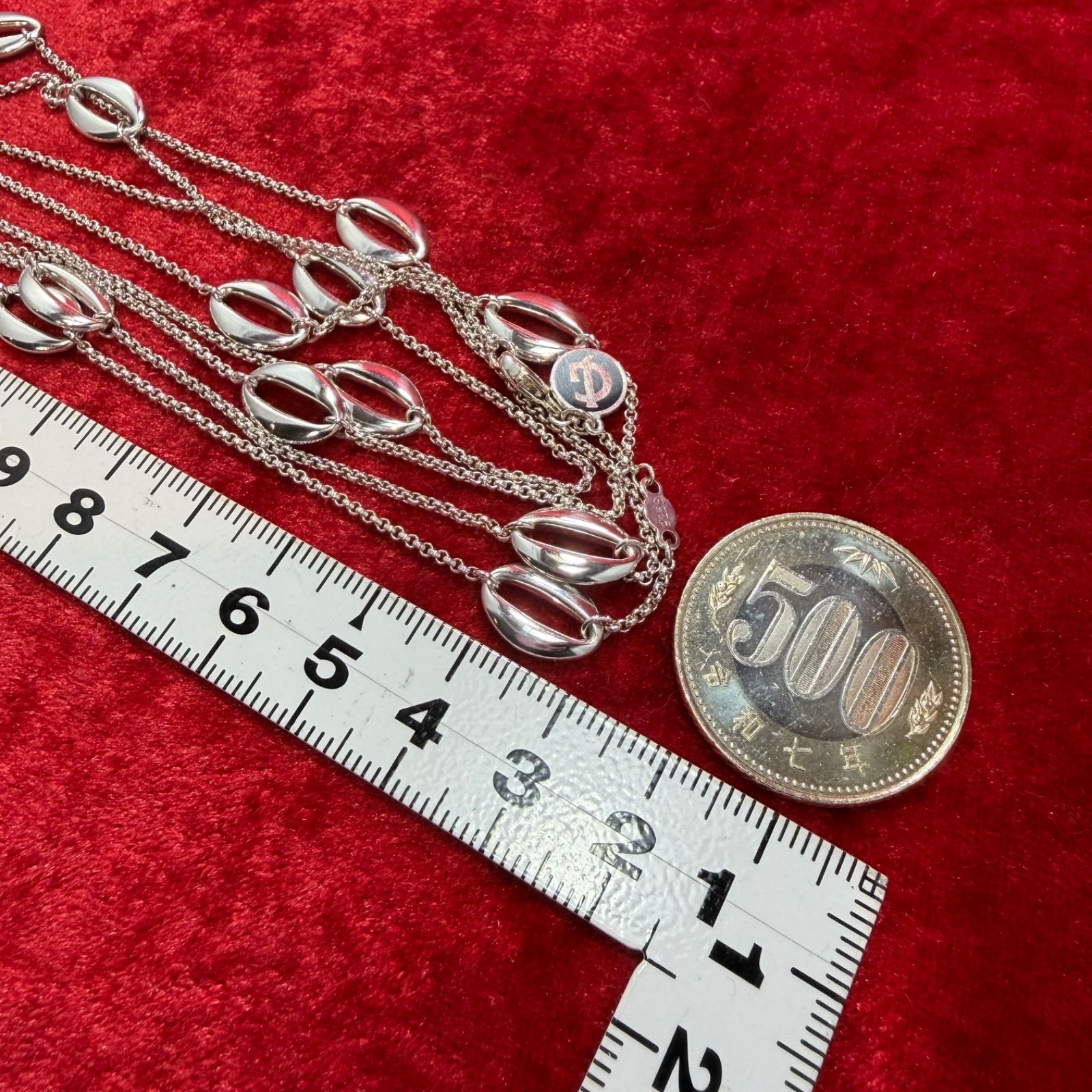 美品 ゼファー オーバル ロングネックレス 118cmx25.1g ジョージ