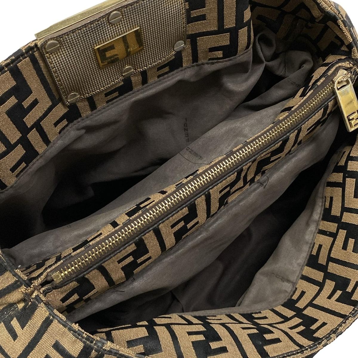 FENDI(フェンディ) トートバッグ ズッカ柄 8BR616 ベージュ×黒 