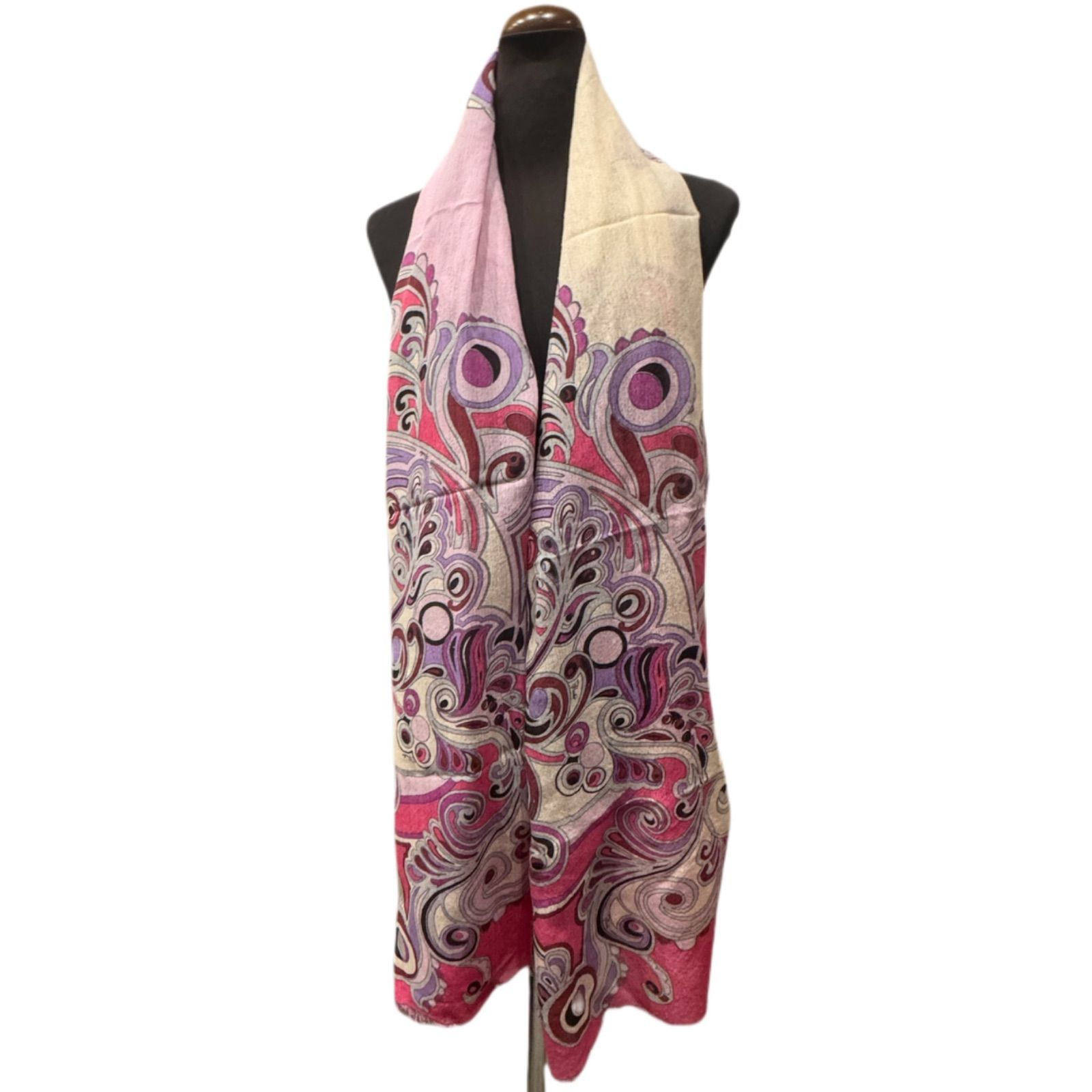 EMILIO PUCCI エミリオ プッチ ウール モダール スカーフ ピンク