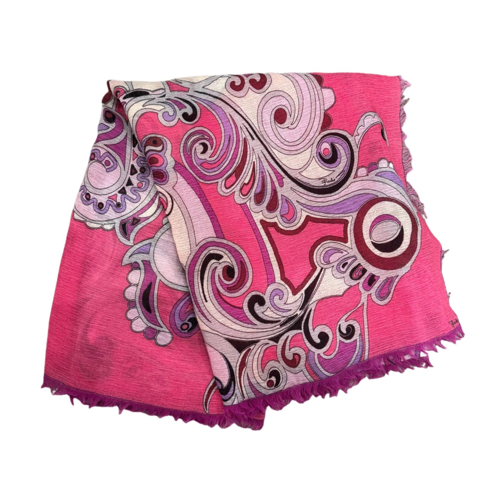 EMILIO PUCCI エミリオ プッチ ウール モダール スカーフ ピンク EMILIO PUCCI エミリオ プッチ ウール モダール スカーフ ピンク