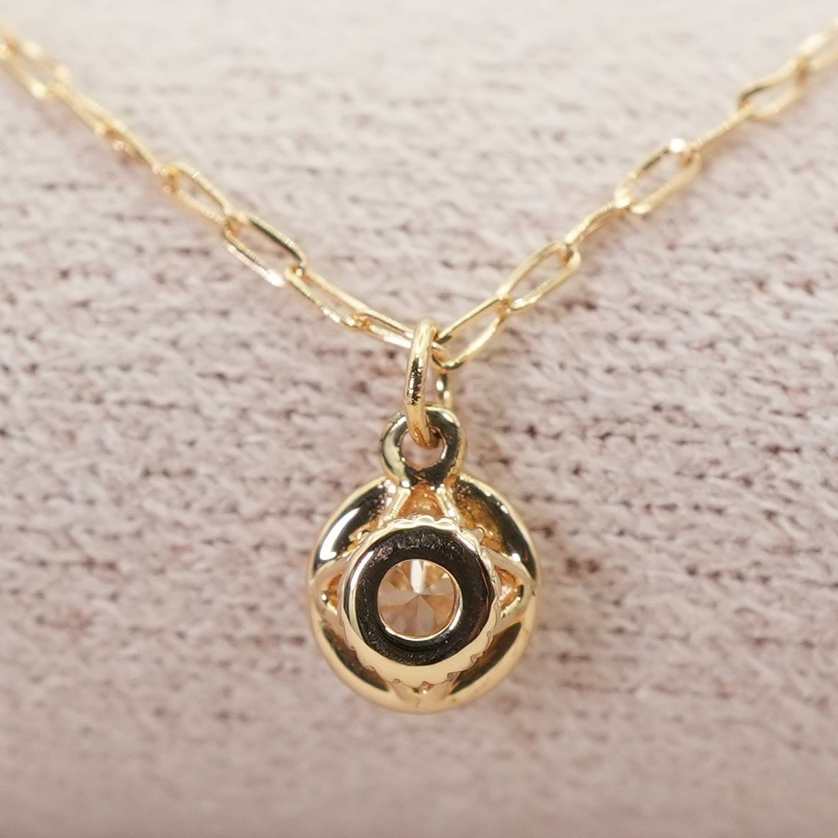 アガット ベゼル ダイヤモンド ネックレス K18 0.1ct/25-2535