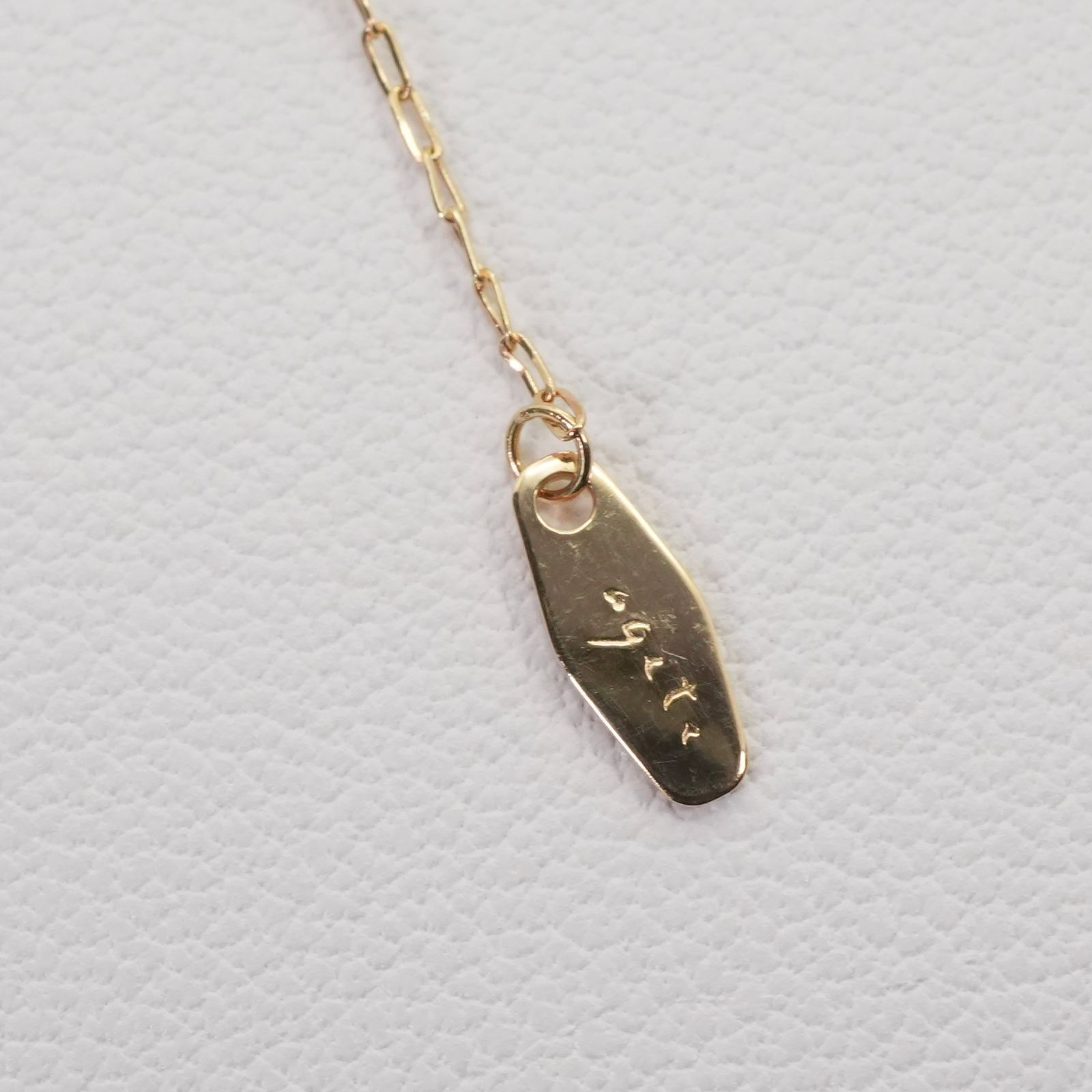 アガット ベゼル ダイヤモンド ネックレス K18 0.1ct/25-2535