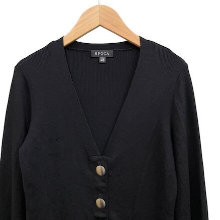 エポカ EPOCA ニットロングカーディガン ノーカラーV字 銀ボタン エポカ EPOCA ニットロングカーディガン ノーカラーV字 銀ボタン