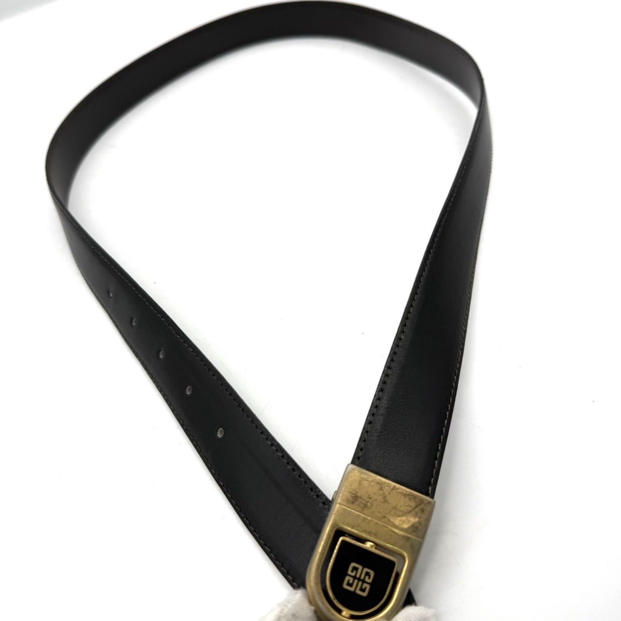 ジバンシー ベルト 4Gロゴ バックル レザー 紳士 黒 ゴールド Givenchy