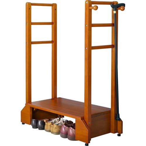 新品 萩原 玄関踏み台 玄関台 手すり付き 踏み台 手すり台 両手すり 【少し 高め の玄関にピッタリ】 頑丈 ひざ 腰 負担軽減 子供 高齢者 ペット 幅 76.5 VH-7938LBR-D