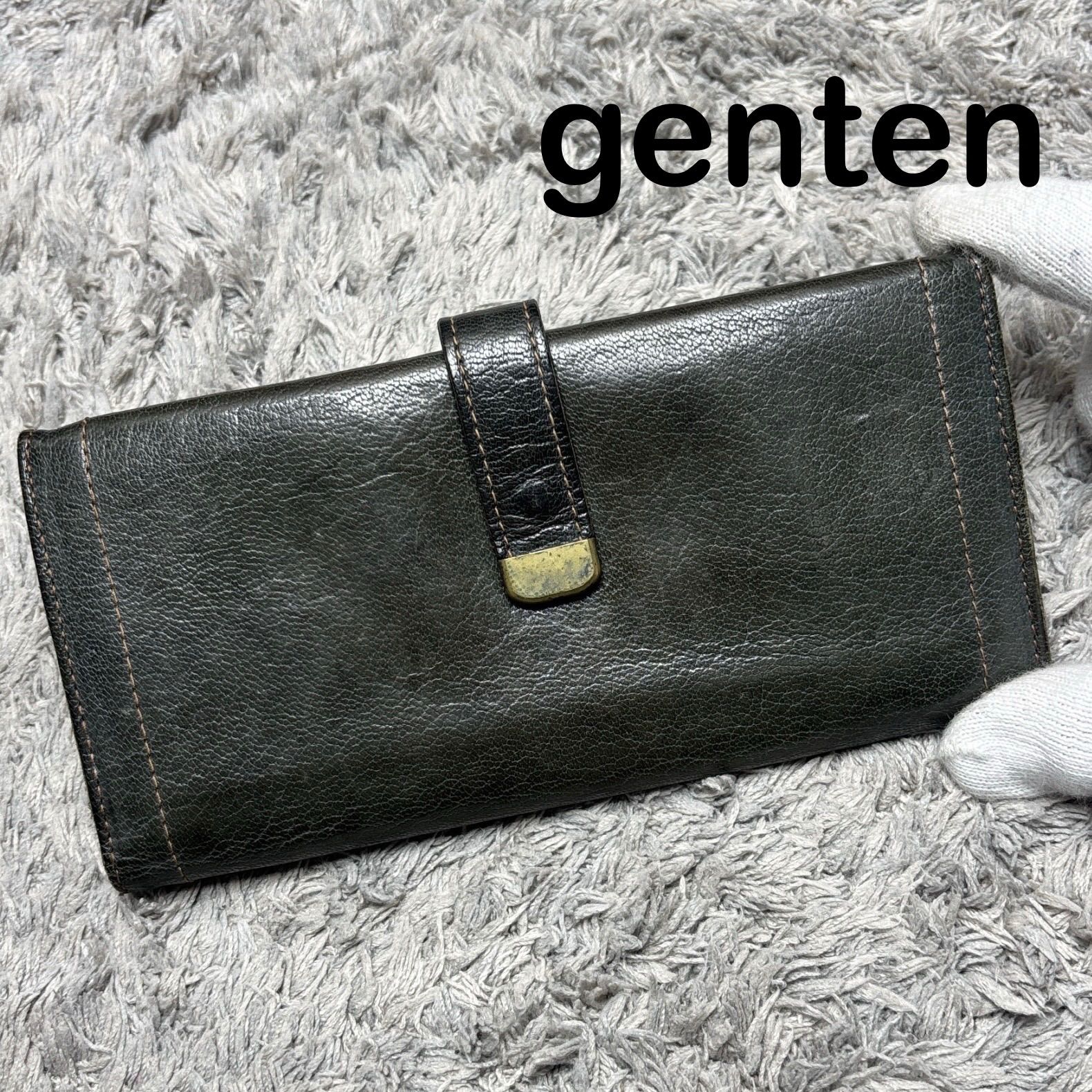 genten ゲンテン 長財布 本革 レザー ダークグリーン - メルカリ
