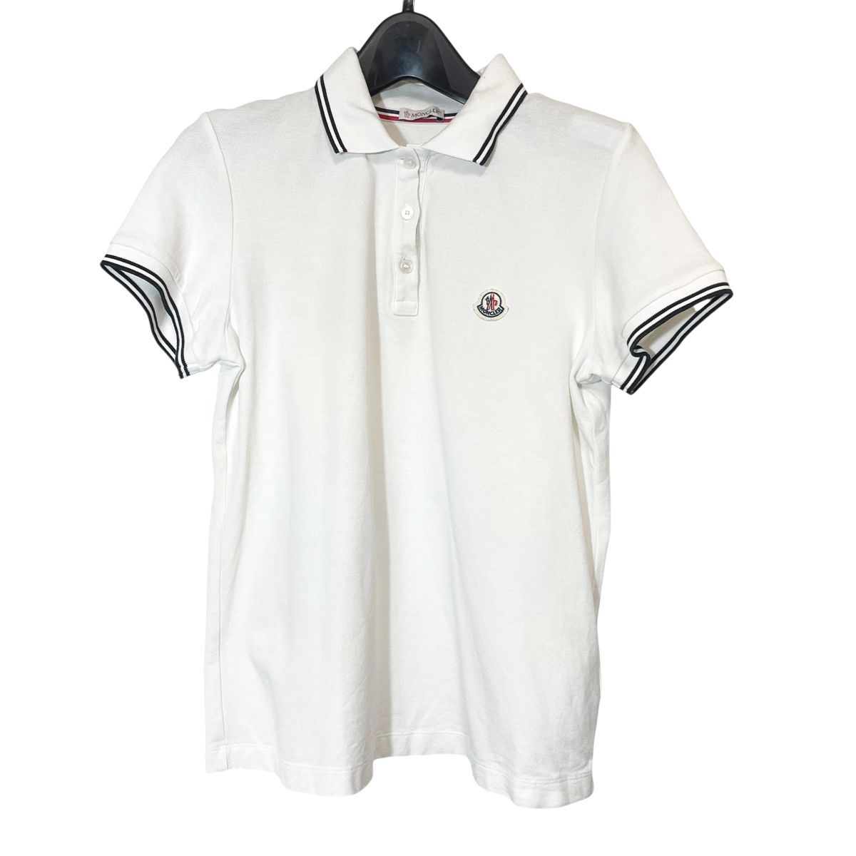 MONCLER 白ポロシャツ Mサイズ 中古】MONCLER モンクレール ポロシャツ白 レディース 25031937SEZS