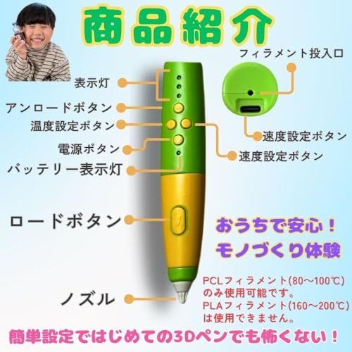 ◇【日本企画・国内正規品】子供も安心！先端が熱くならない 3Dペン