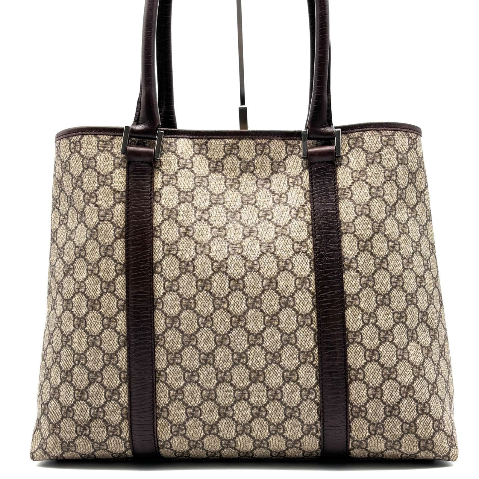 GUCCI トートバッグ GGスプリーム PVC レザー ロゴプレート GUCCI トートバッグ GGスプリーム PVC レザー ロゴプレート