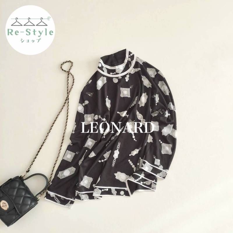 LEONARD レオナール ハイネックカットソー ブラウス カンカン素材 