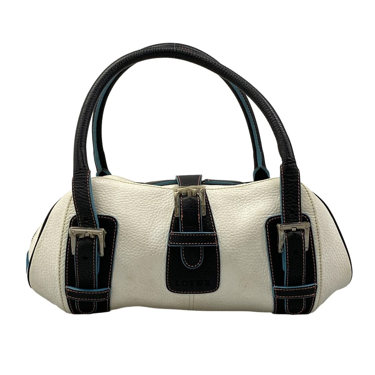 LOEWE(ロエベ) ハンドバッグ センダ 白×黒 レザー - メルカリ