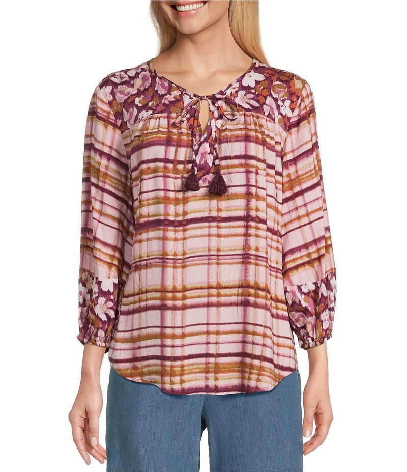 ウエストバウンド レディース トップス シャツ Vネック フラワー柄 ブラウス フラワー Westbound Woven Floral 34 Sleeve VNeck Tie Blouse Zephyr DancingFloral