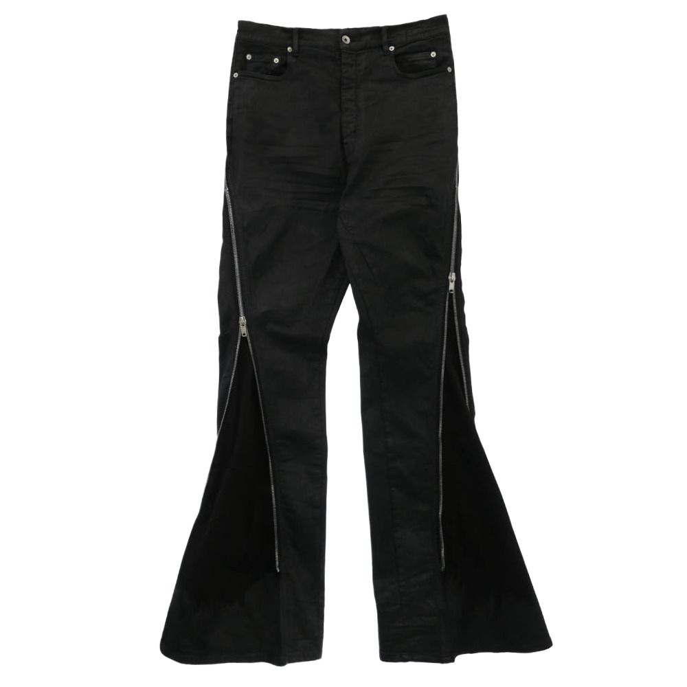メンズ リックオウエンス Rick Owens コーティング ブラックデニムパンツ