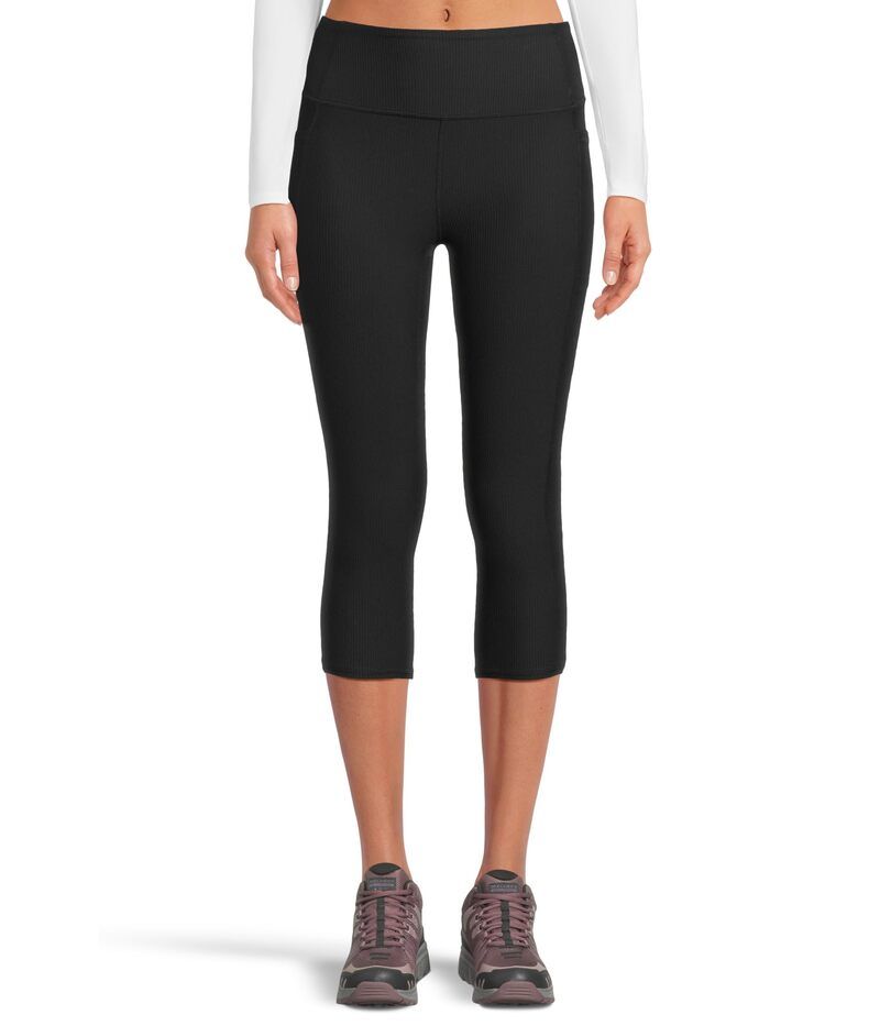 スケッチャーズ レディース ボトムス カジュアルパンツ キャップ SKECHERS Go Walk Rib Capris Bold Black ブラック