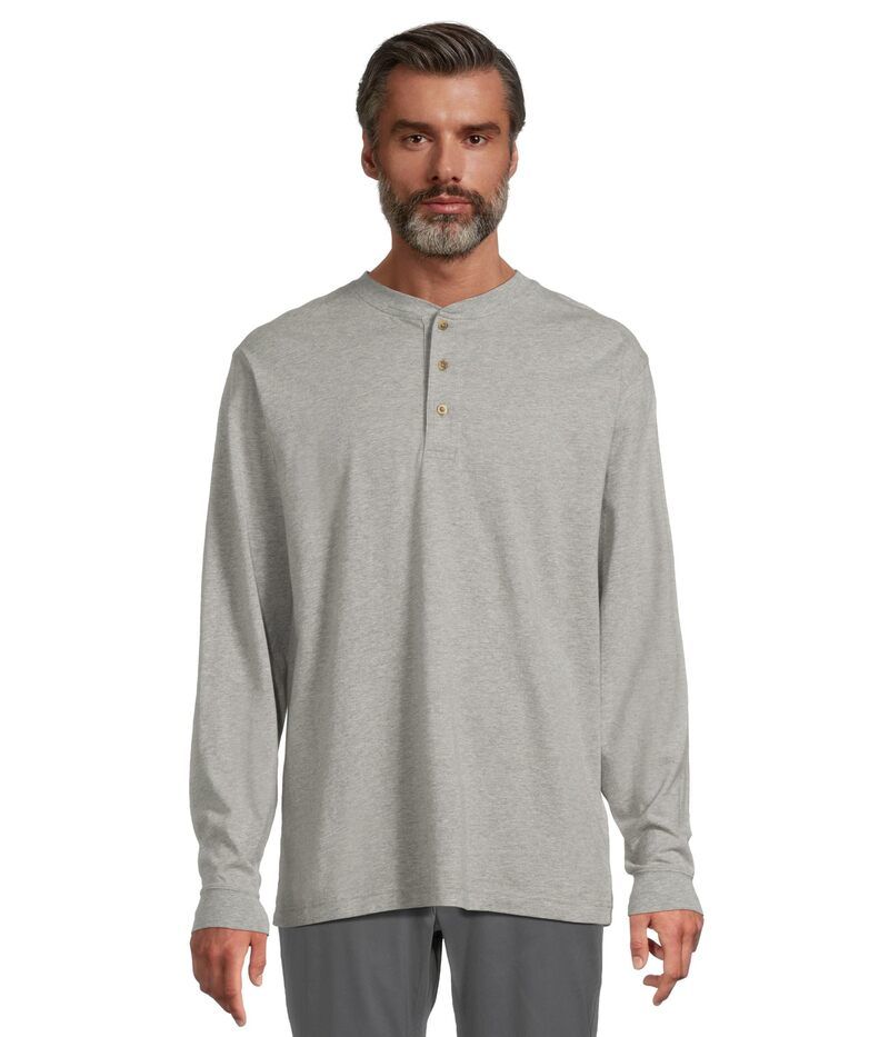 エルエルビーン メンズ トップス シャツ 長袖 LLBean Carefree Unshrinkable Tee Traditional Fit LongSleeve Henley Gray Heather グレー