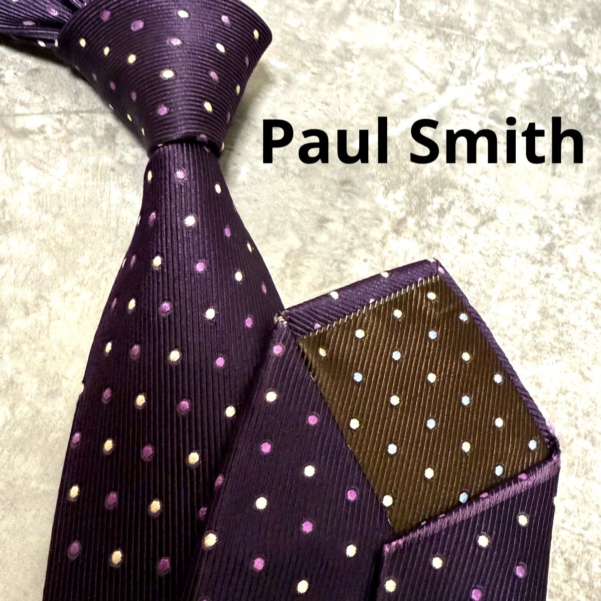 Paul Smith ポールスミス ネクタイ パープル ドット柄 水玉模様 シルク 