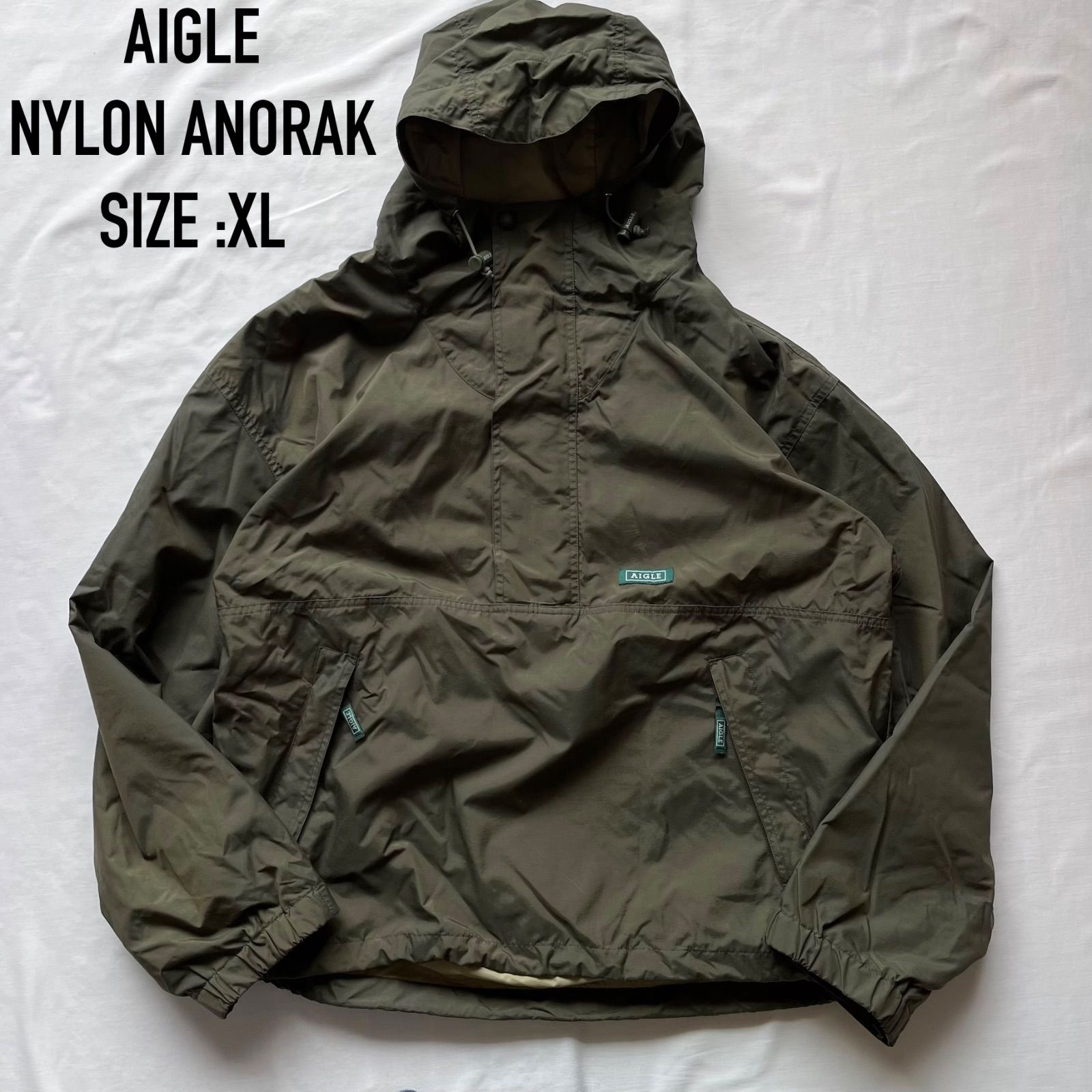 AIGLE エーグル ナイロンアノラック ハーフzip XLサイズ カーキ - メルカリ