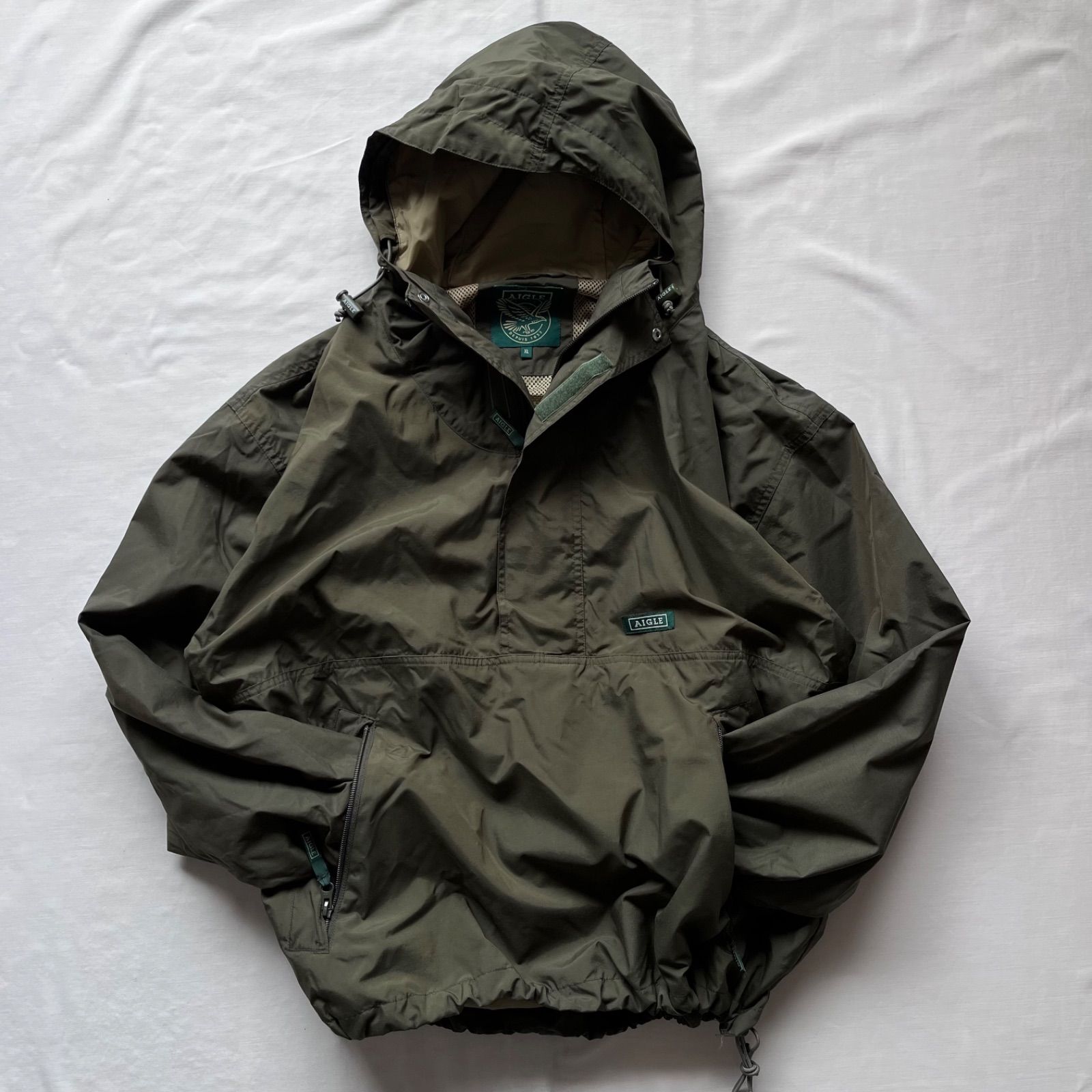 AIGLE エーグル ナイロンアノラック ハーフzip XLサイズ カーキ - メルカリ