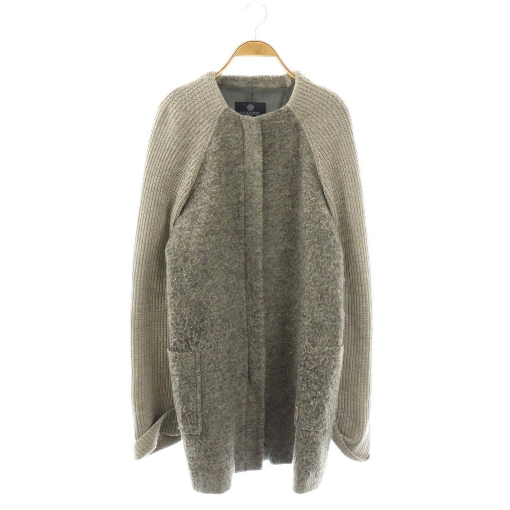 ブラーミン BRAHMIN ノーカラーコート ジャケット ニット モヘヤ混 38 