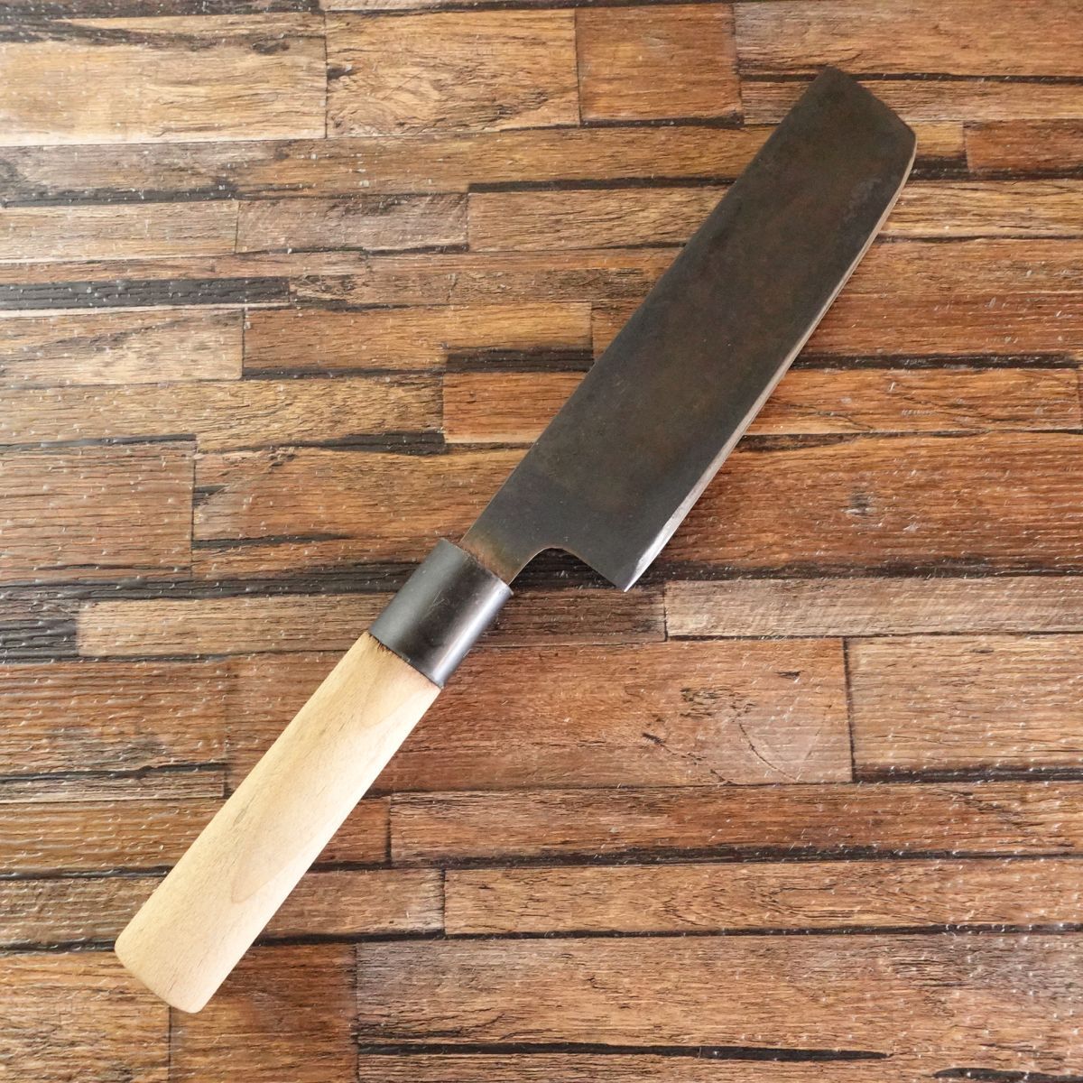 水心子正盛 菜切包丁 研ぎ済 黒錆仕上げ 菜切り 両刃 特撰 170mm