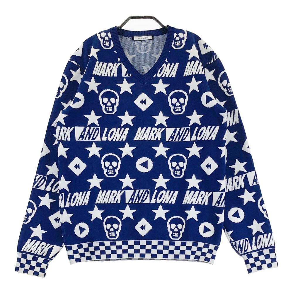 サイズ：46 MARK&LONA マークアンドロナ Vネック ニット セーター 総柄