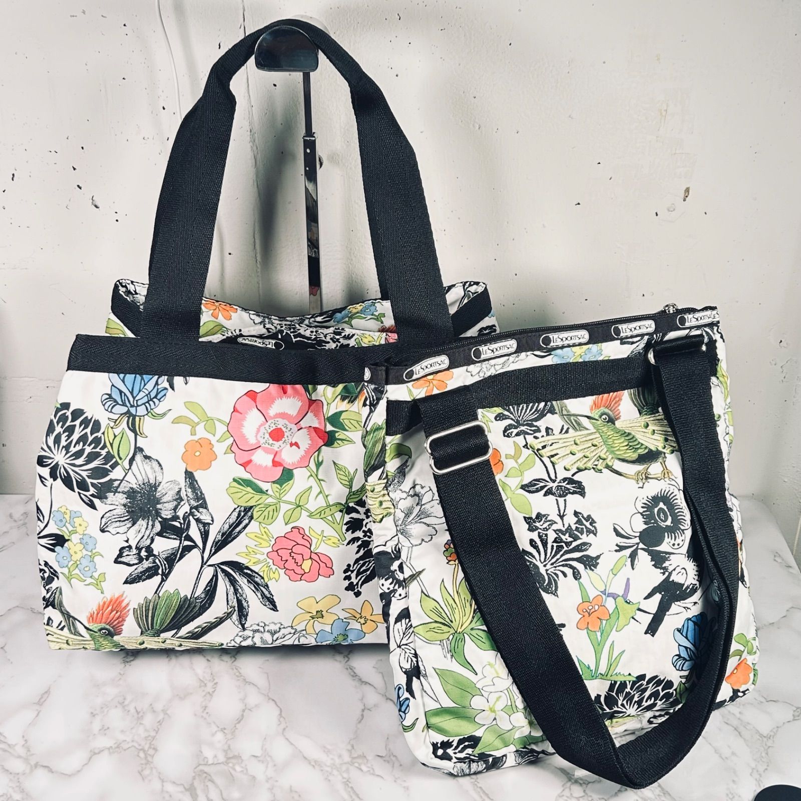 2点セット》レスポートサック 美品 花柄 華やか柄 ショルダーバッグ 
