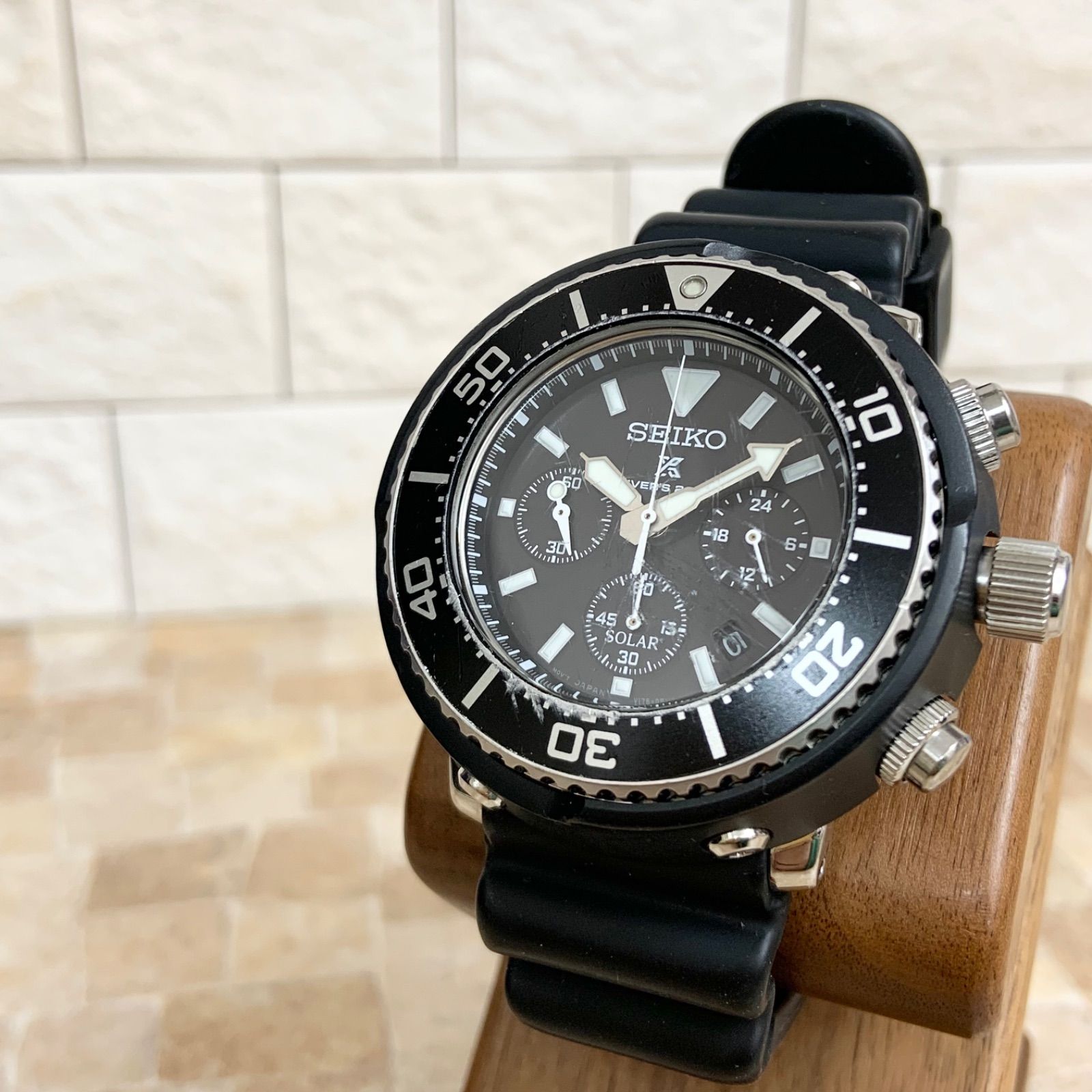 レア】SEIKO 限定モデル SBDL037 クロノグラフ ソーラー ツナ缶 黒 美 