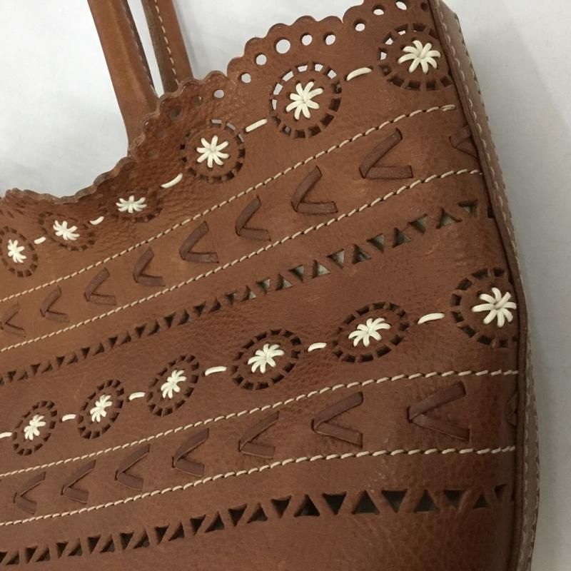 genten ゲンテン トートバッグ フラワーカットワーク レザー 刺繍