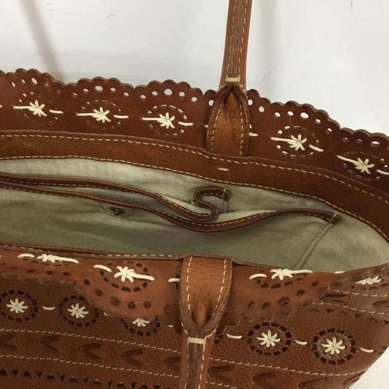genten　ゲンテン　すかしカットワーク　レザートートバッグ　フラワー刺繍 genten ゲンテン トートバッグ フラワーカットワーク レザー 刺繍