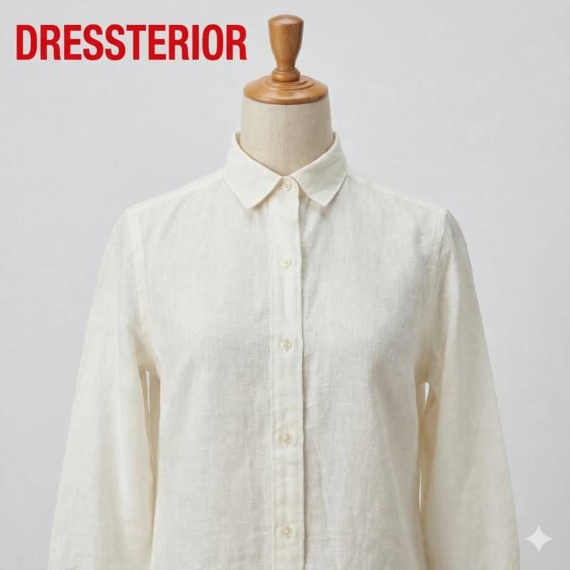 DRESSTERIOR ドレステリア リネンロングスリーブシャツ 麻100% 白 36 S 