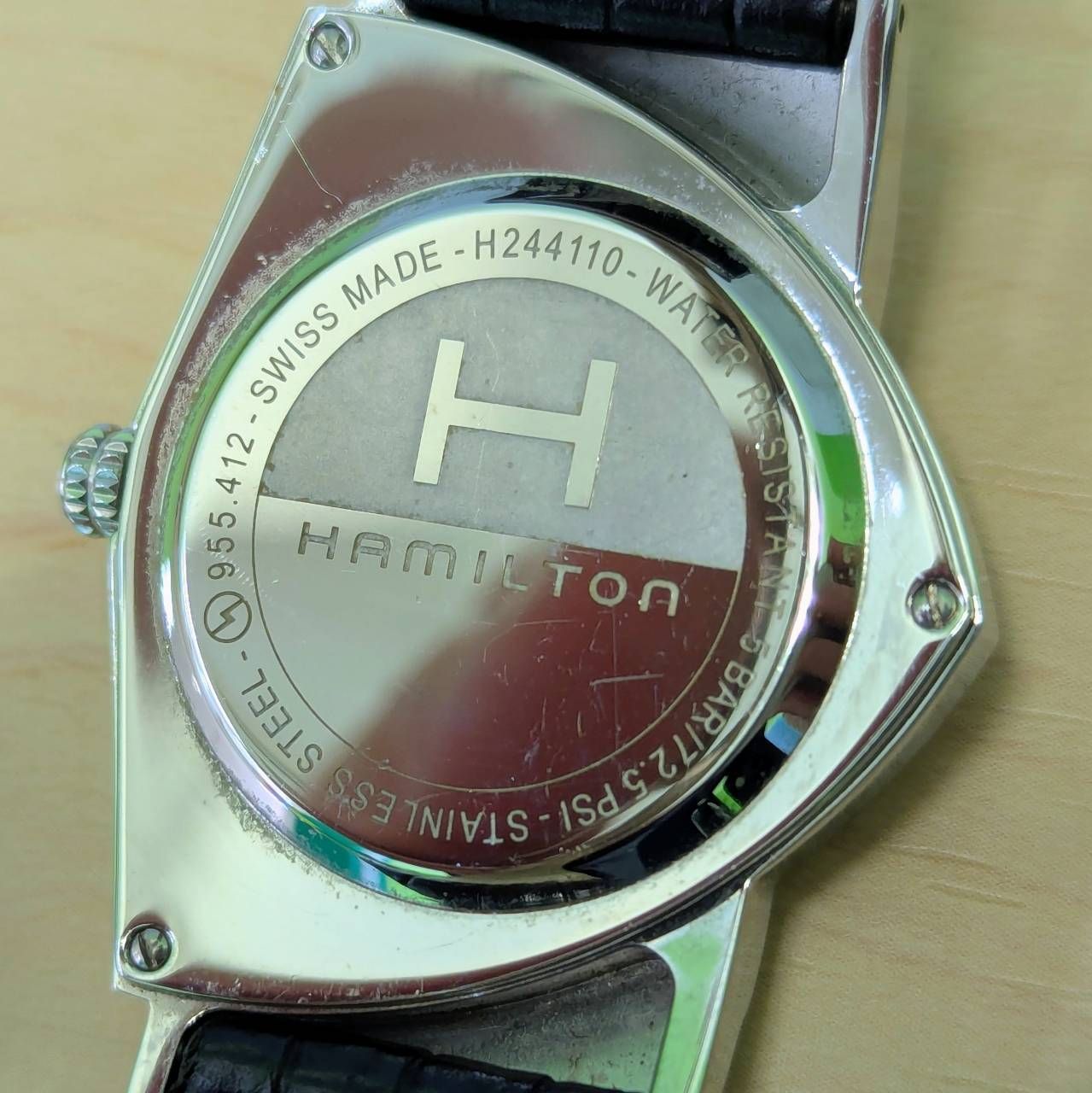 豊】電池交換済 HAMILTON ハミルトン ベンチュラ クォーツ レザー 