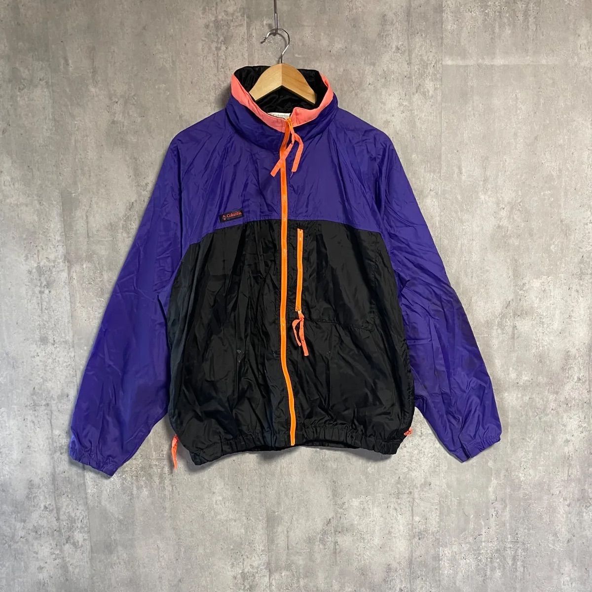 90s コロンビア ナイロンジャケット L 紫 黒 コロンビア 旧タグ 