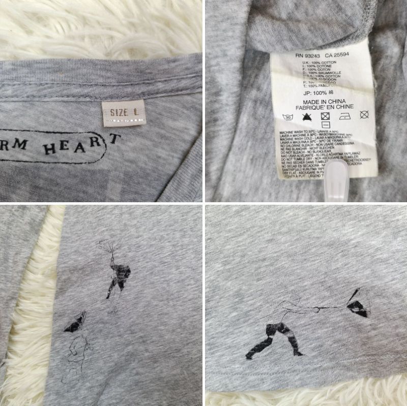 DIESEL ディーゼル Vネック カットソー 長袖 Tシャツ L グレー ロンT
