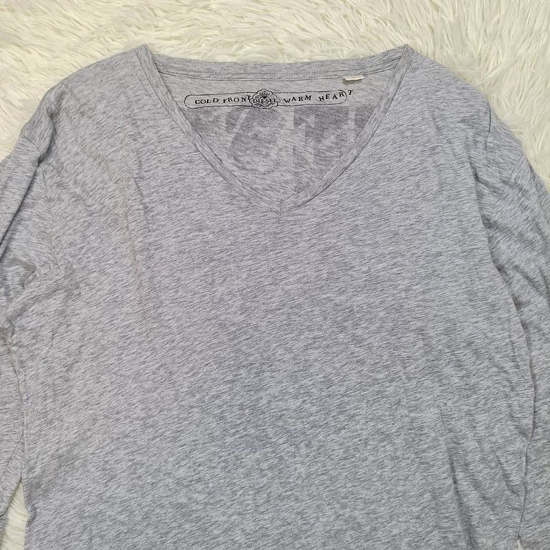 DIESEL ディーゼル Vネック カットソー 長袖 Tシャツ L グレー ロンT