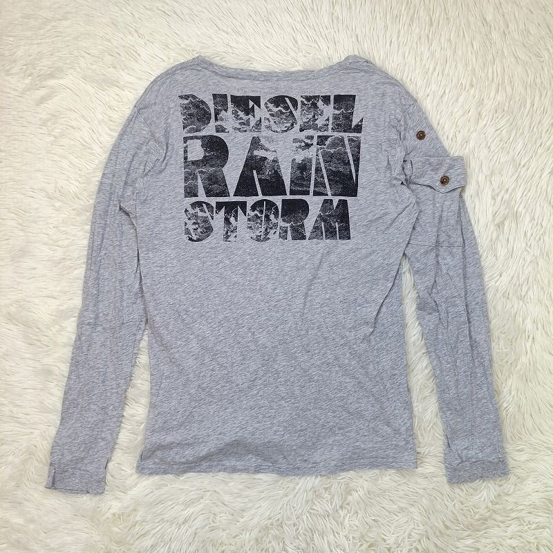 DIESEL ディーゼル Vネック カットソー 長袖 Tシャツ L グレー ロンT