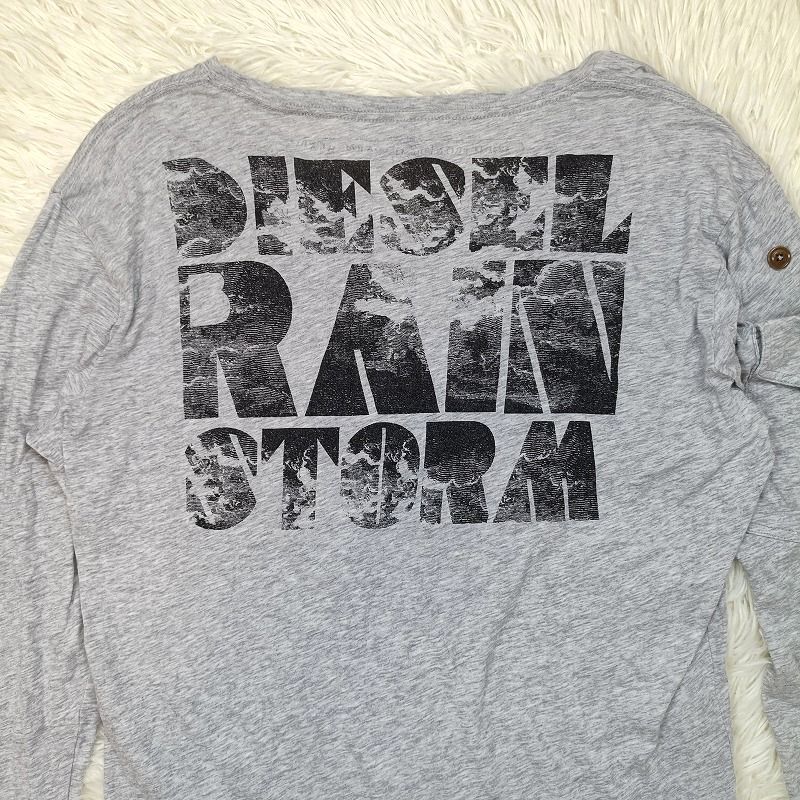 DIESEL ダメージ加工 長袖カットソー グレー M DIESEL ダメージ加工 長袖カットソー グレー M DIESEL ディーゼル