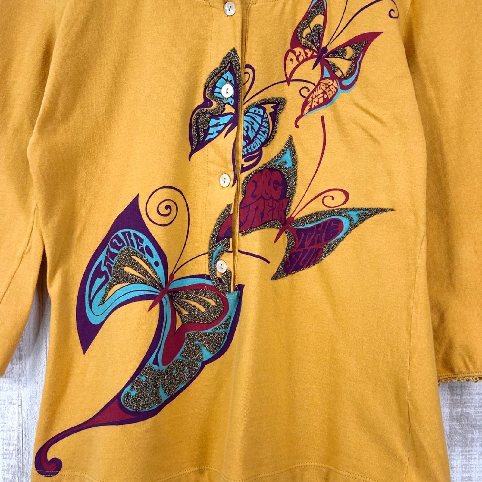 D&G ドルガバ 蝶柄 カットソー ピンク 半袖 バタフライ Y2K 00s D&G DOLCE&GABBANA ドルチェアンドガッバーナ ラメ バタフライ