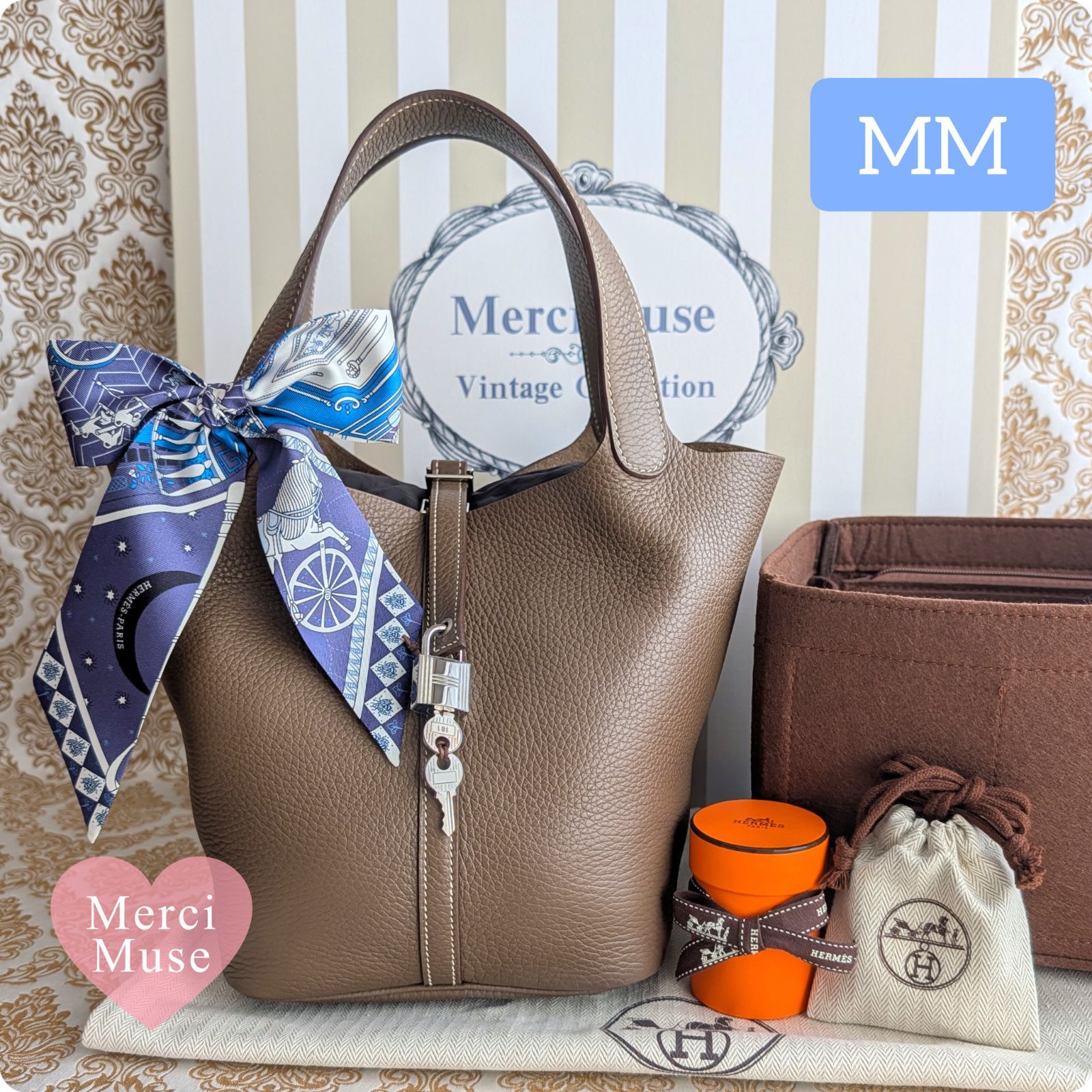 お得なお品＊ピコタンロックMM22 エトゥープ xシルバー金具 エルメス 