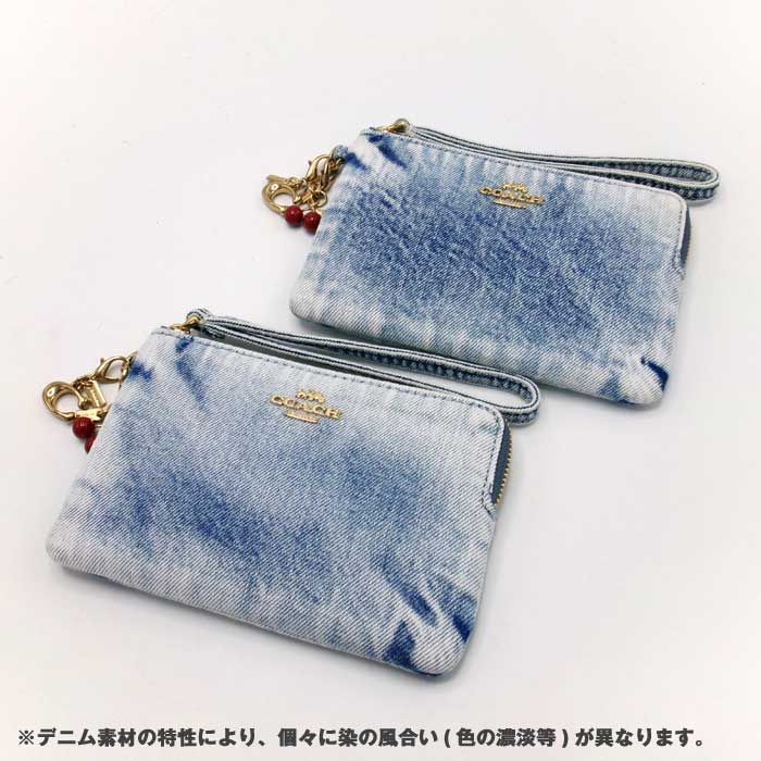 コーチ デニム リストレット ポーチ CEF82 ライトインディゴ 新品