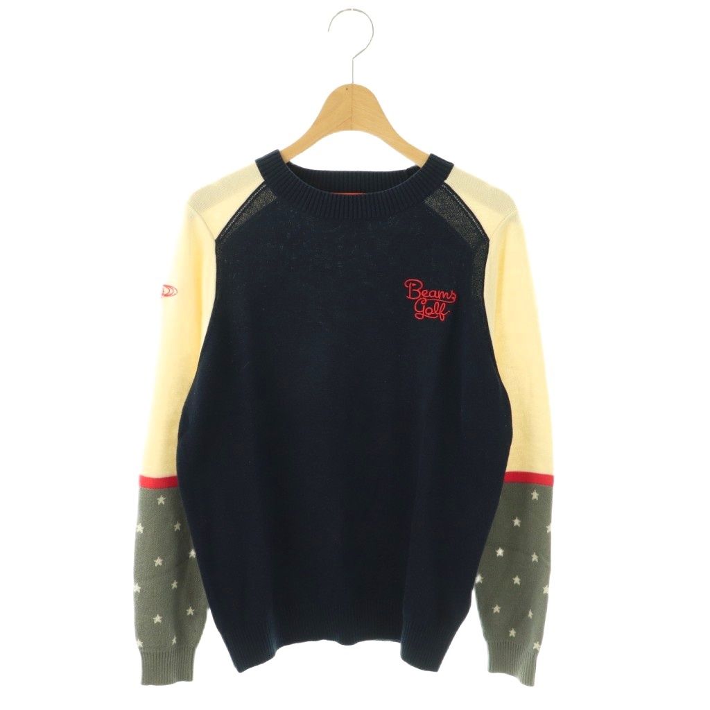 ビームスゴルフ BEAMS GOLF ニット セーター ロゴ L ネイビー