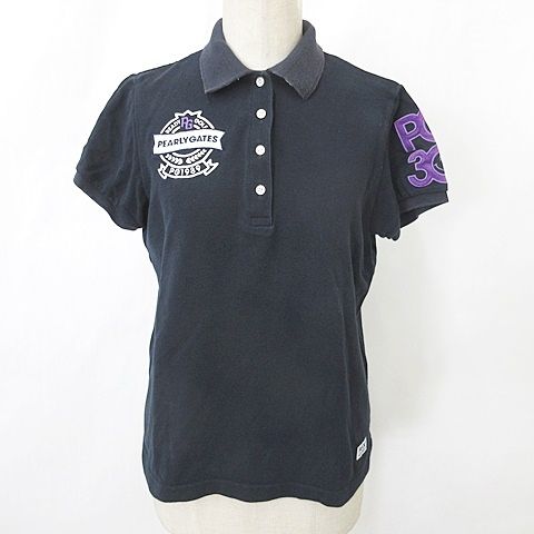 新品PEARLY GATES ロゴポロシャツ ネイビー パーリーゲイツ PEARLY GATES ポロシャツ ゴルフ スポーツウェア 半袖