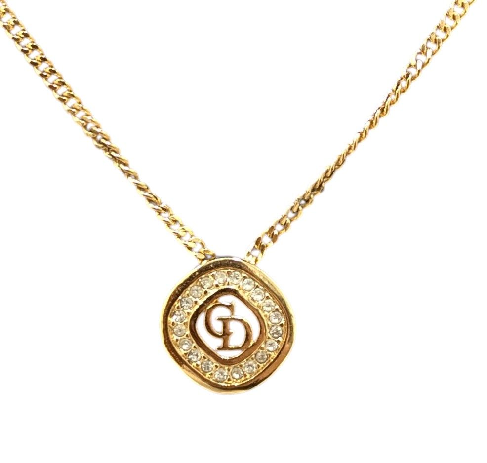 Christian Dior CDロゴ ネックレス ゴールド ラインストーン Christian Dior CDロゴ ネックレス ゴールド ラインストーン
