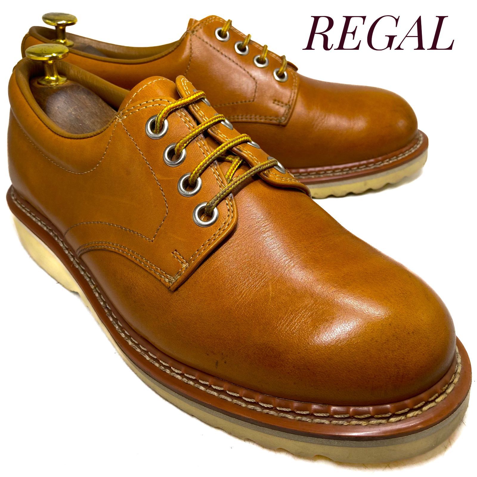 REGAL リーガル プレーントゥ レザーシューズ 676AD 茶 ブラウン 25cm 