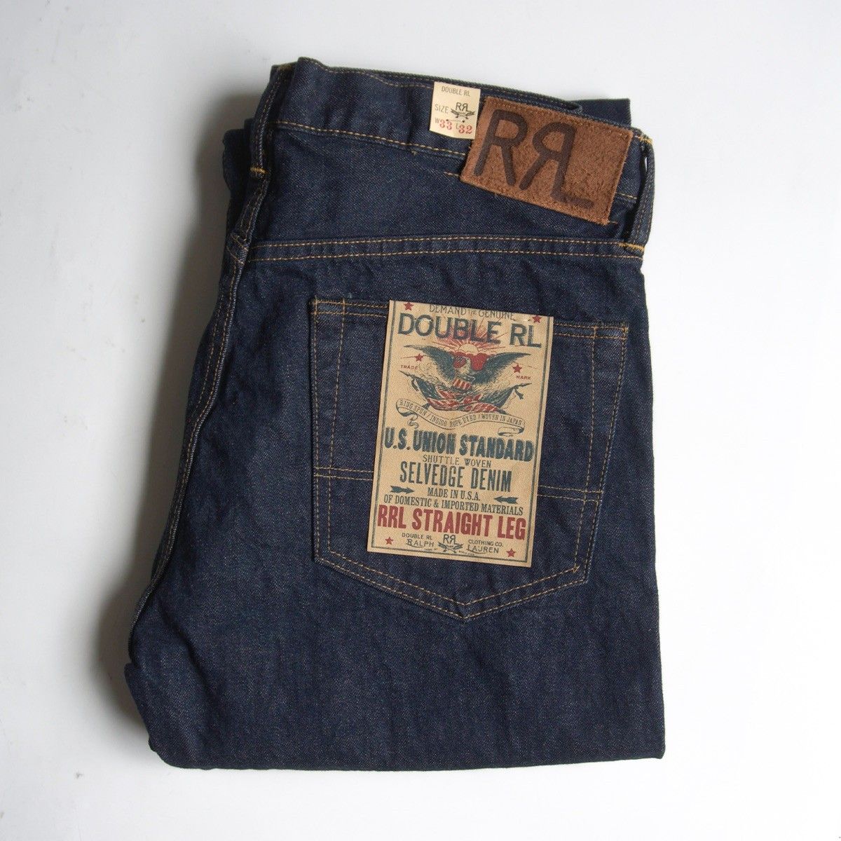 未使用品】 RRL 【STRAIGHT-LEG JEANS】【アメリカ製】33×32 