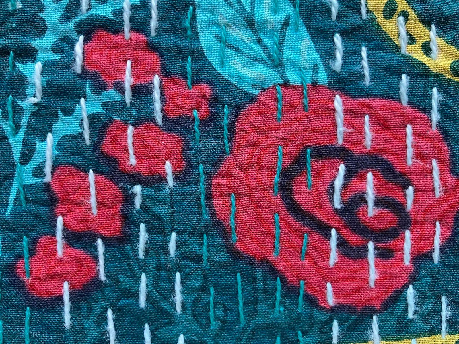 カンタキルト マルチカバー #97 Ocean Blue Leopard Rose Garden